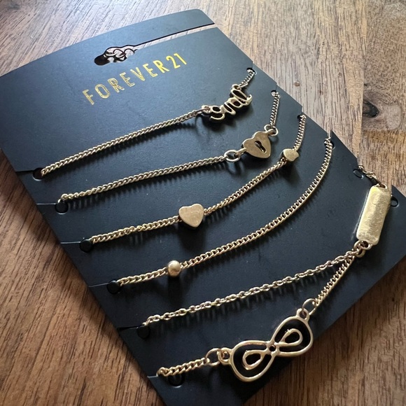 Set or 6 bracelets FOREVER 21 Gold brand new jewelry gift women girls love
